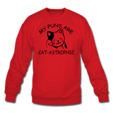Cat Puns - Black - Crewneck Sweatshirt - red