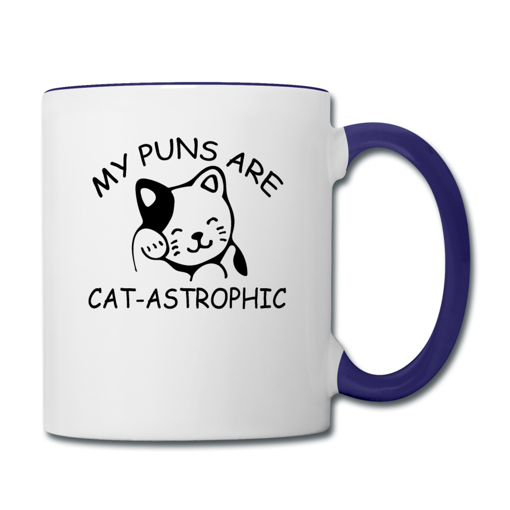 Cat Puns - Black - Contrast Coffee Mug - white/cobalt blue