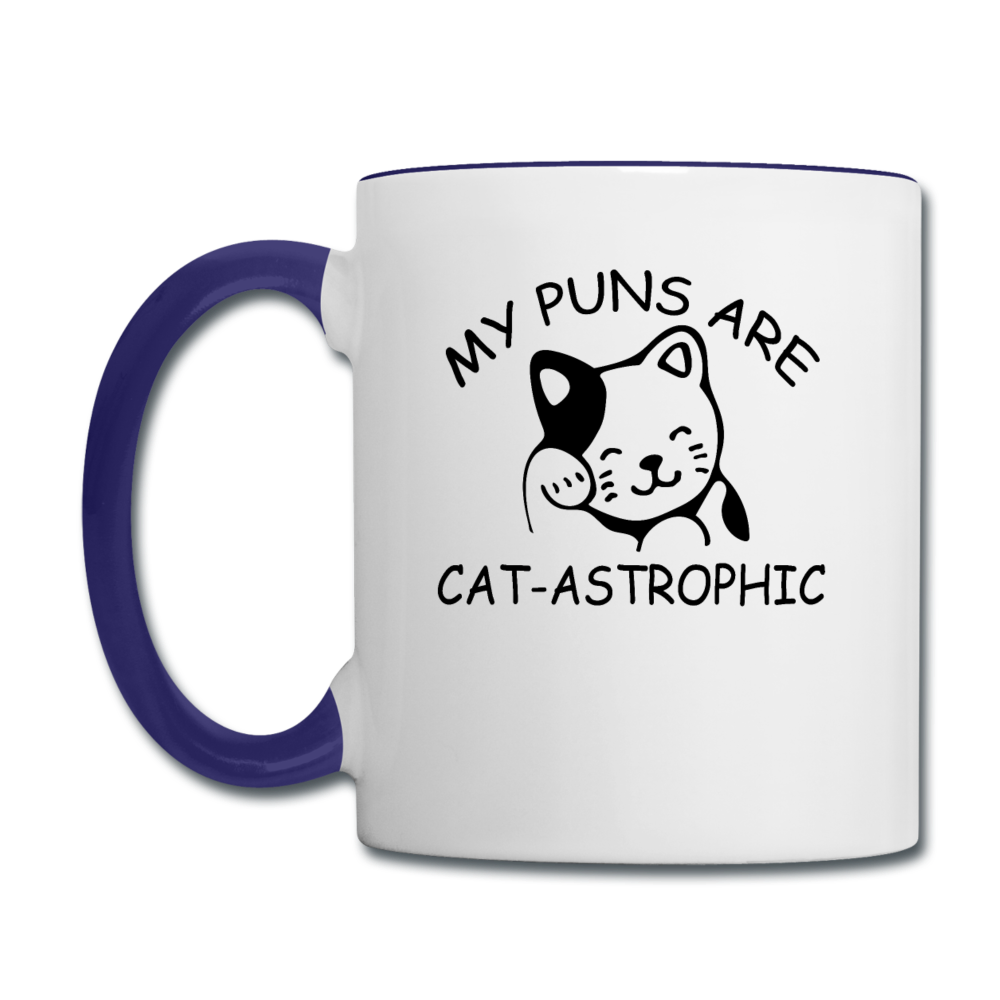 Cat Puns - Black - Contrast Coffee Mug - white/cobalt blue