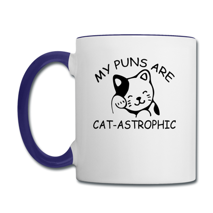 Cat Puns - Black - Contrast Coffee Mug - white/cobalt blue