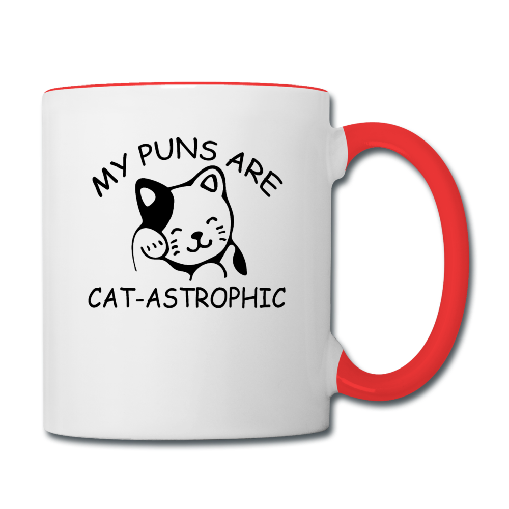 Cat Puns - Black - Contrast Coffee Mug - white/red