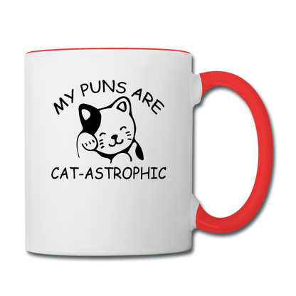 Cat Puns - Black - Contrast Coffee Mug - white/red