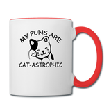 Cat Puns - Black - Contrast Coffee Mug - white/red
