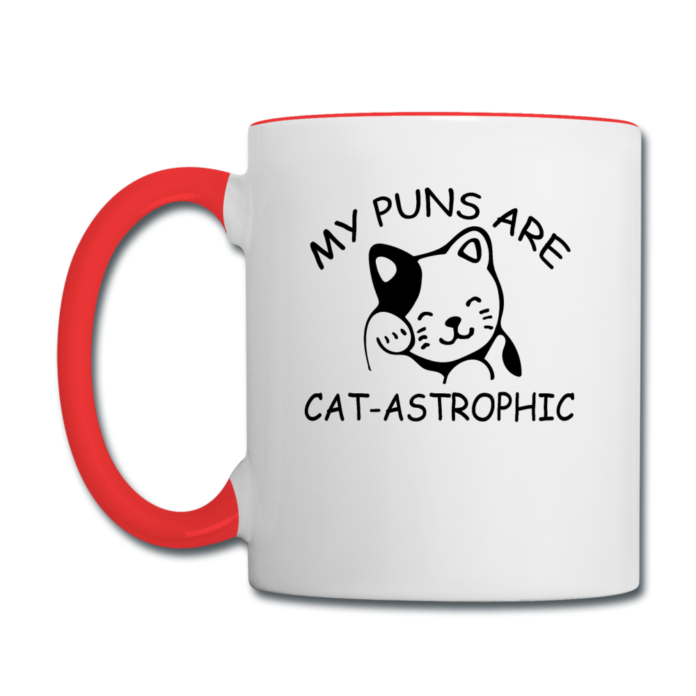 Cat Puns - Black - Contrast Coffee Mug - white/red