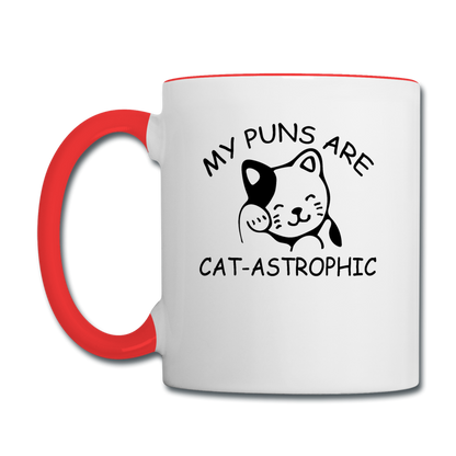 Cat Puns - Black - Contrast Coffee Mug - white/red