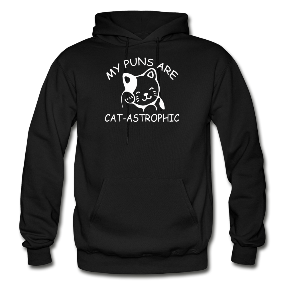 Cat Puns - White - Gildan Heavy Blend Adult Hoodie - black