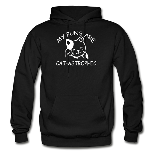 Cat Puns - White - Gildan Heavy Blend Adult Hoodie - black