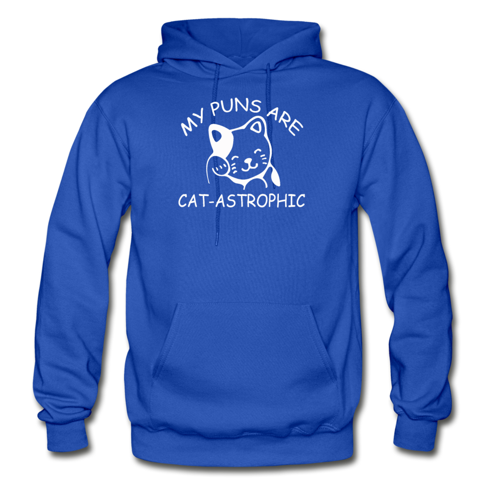 Cat Puns - White - Gildan Heavy Blend Adult Hoodie - royal blue