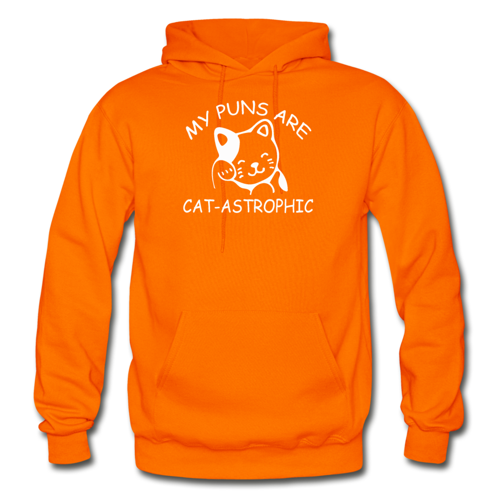 Cat Puns - White - Gildan Heavy Blend Adult Hoodie - orange