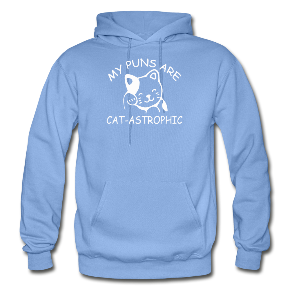 Cat Puns - White - Gildan Heavy Blend Adult Hoodie - carolina blue