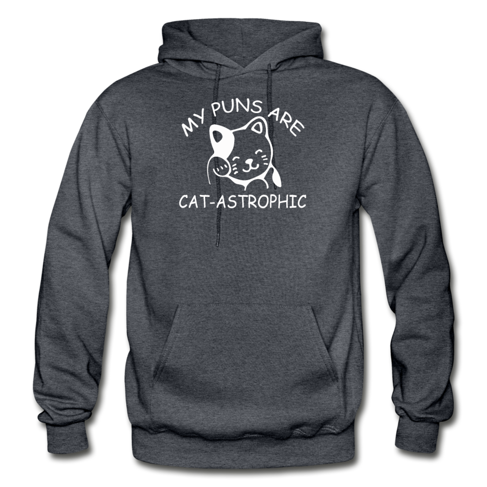 Cat Puns - White - Gildan Heavy Blend Adult Hoodie - charcoal gray