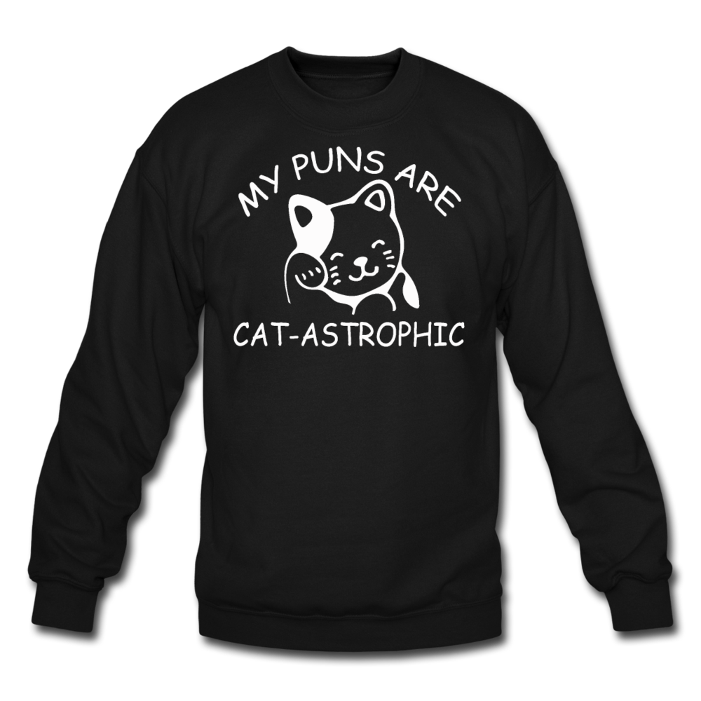 Cat Puns - White - Crewneck Sweatshirt - black