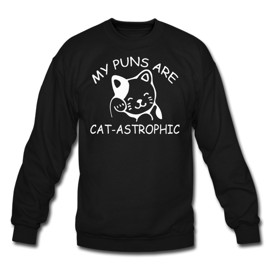 Cat Puns - White - Crewneck Sweatshirt - black