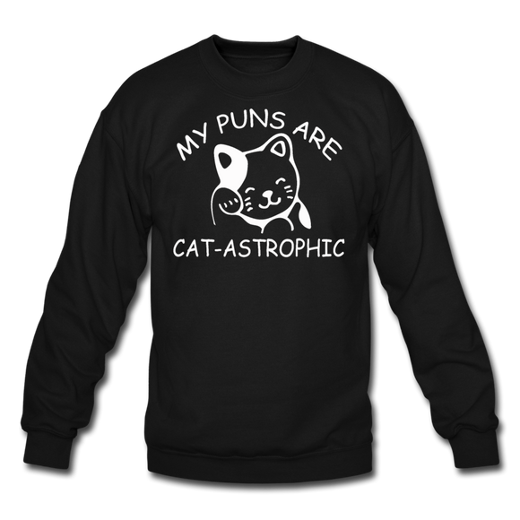 Cat Puns - White - Crewneck Sweatshirt - black