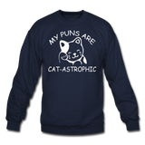Cat Puns - White - Crewneck Sweatshirt - navy