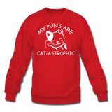Cat Puns - White - Crewneck Sweatshirt - red