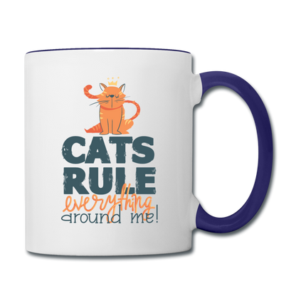 Cats Rule - Contrast Coffee Mug - white/cobalt blue