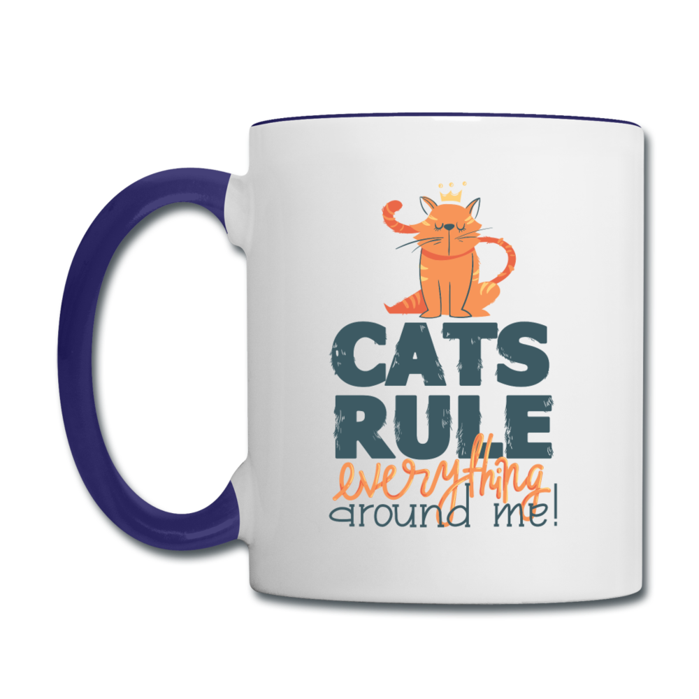 Cats Rule - Contrast Coffee Mug - white/cobalt blue