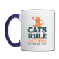 Cats Rule - Contrast Coffee Mug - white/cobalt blue