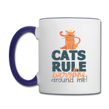 Cats Rule - Contrast Coffee Mug - white/cobalt blue