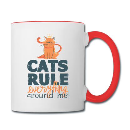 Cats Rule - Contrast Coffee Mug - white/red