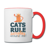 Cats Rule - Contrast Coffee Mug - white/red