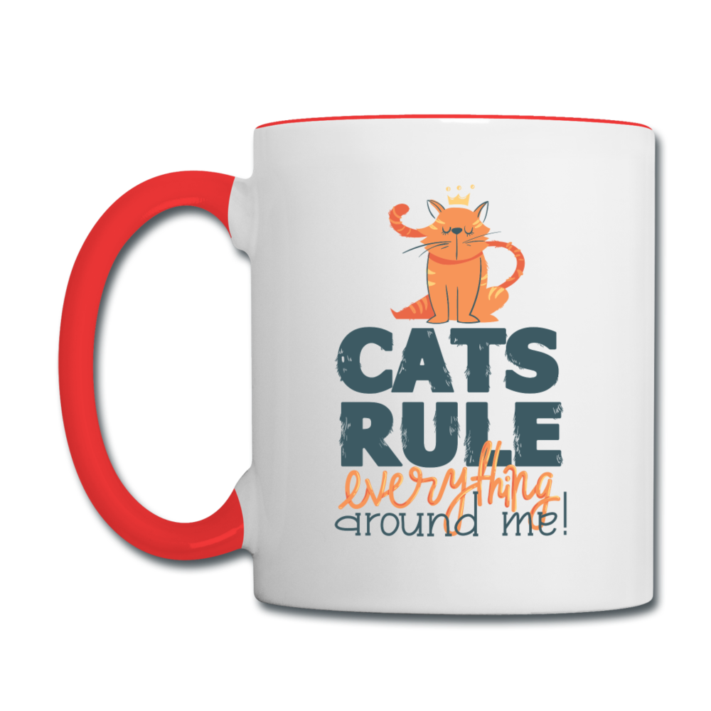 Cats Rule - Contrast Coffee Mug - white/red