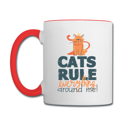 Cats Rule - Contrast Coffee Mug - white/red