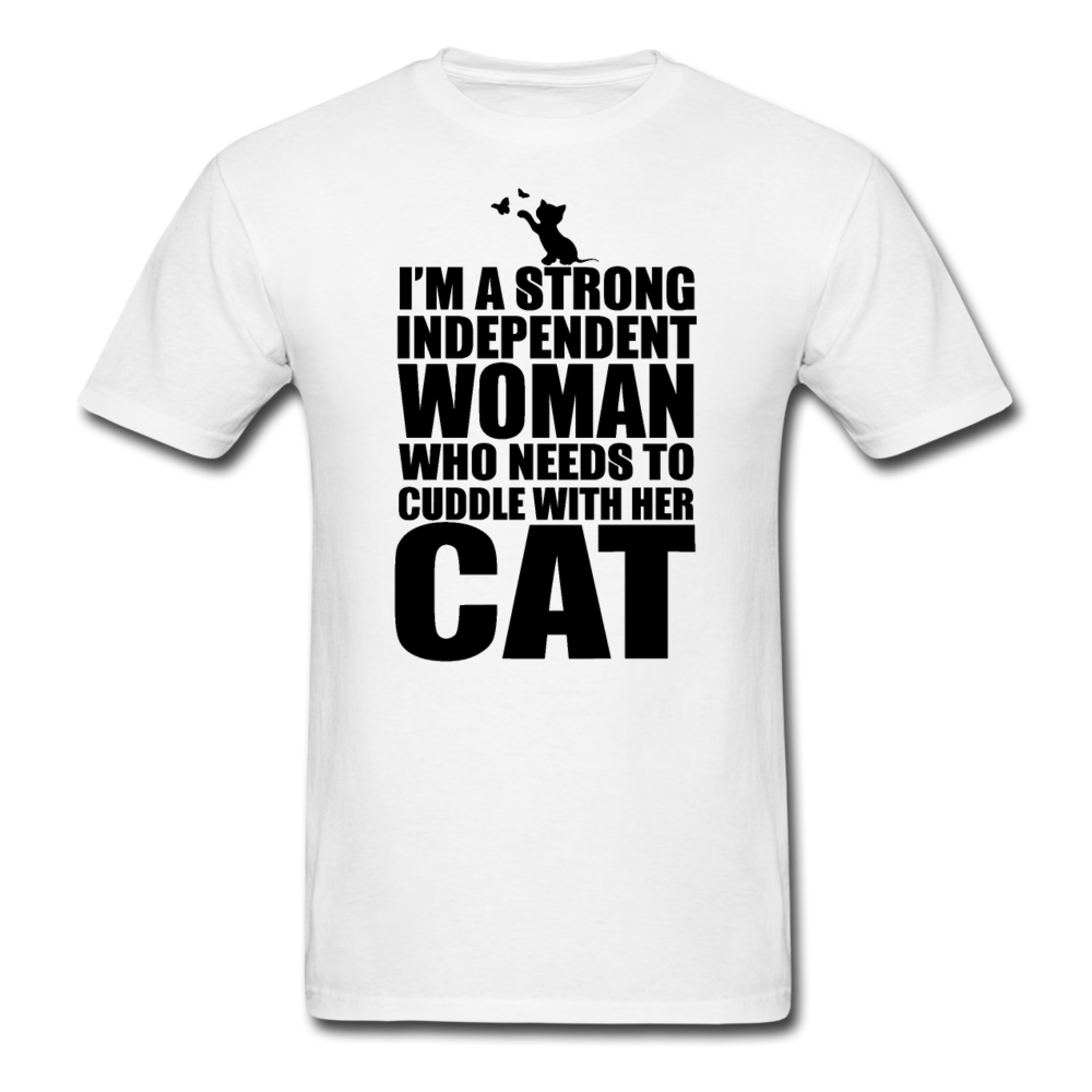 Strong Woman And Her Cat - Black - Unisex Classic T-Shirt - white