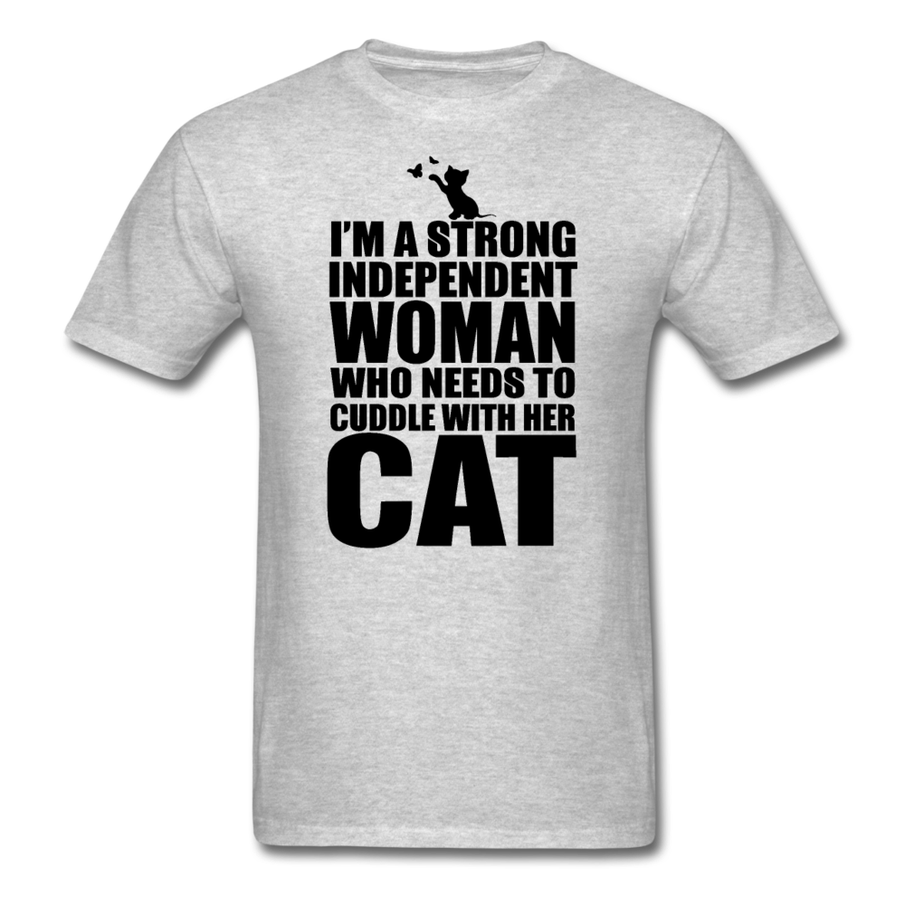 Strong Woman And Her Cat - Black - Unisex Classic T-Shirt - heather gray