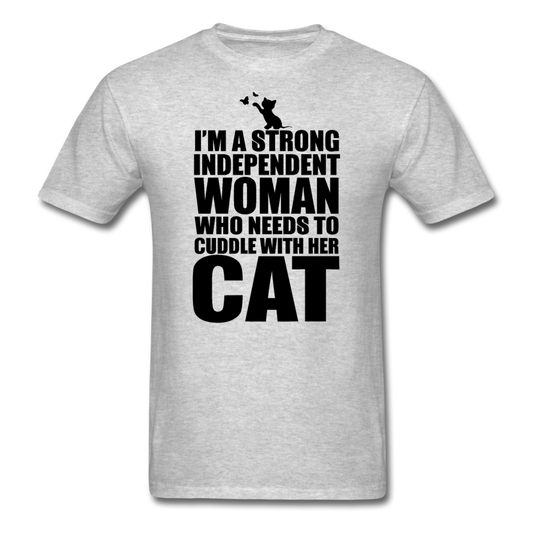 Strong Woman And Her Cat - Black - Unisex Classic T-Shirt - heather gray