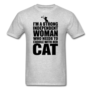 Strong Woman And Her Cat - Black - Unisex Classic T-Shirt - heather gray
