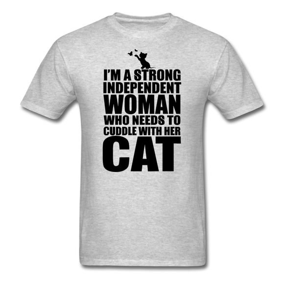 Strong Woman And Her Cat - Black - Unisex Classic T-Shirt - heather gray