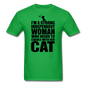 Strong Woman And Her Cat - Black - Unisex Classic T-Shirt - bright green