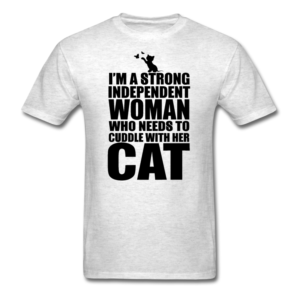 Strong Woman And Her Cat - Black - Unisex Classic T-Shirt - light heather gray