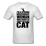 Strong Woman And Her Cat - Black - Unisex Classic T-Shirt - light heather gray