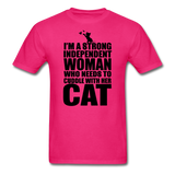 Strong Woman And Her Cat - Black - Unisex Classic T-Shirt - fuchsia