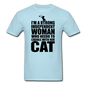 Strong Woman And Her Cat - Black - Unisex Classic T-Shirt - powder blue