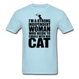 Strong Woman And Her Cat - Black - Unisex Classic T-Shirt - powder blue