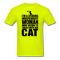 Strong Woman And Her Cat - Black - Unisex Classic T-Shirt - safety green