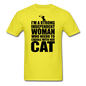 Strong Woman And Her Cat - Black - Unisex Classic T-Shirt - yellow