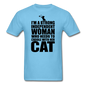 Strong Woman And Her Cat - Black - Unisex Classic T-Shirt - aquatic blue