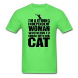 Strong Woman And Her Cat - Black - Unisex Classic T-Shirt - kiwi