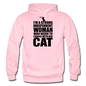 Strong Woman And Her Cat - Black - Gildan Heavy Blend Adult Hoodie - light pink