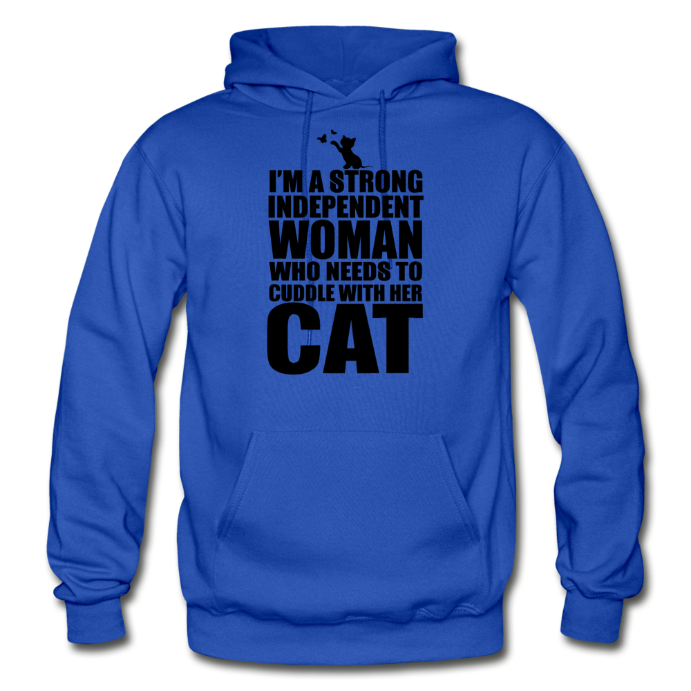 Strong Woman And Her Cat - Black - Gildan Heavy Blend Adult Hoodie - royal blue