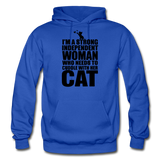 Strong Woman And Her Cat - Black - Gildan Heavy Blend Adult Hoodie - royal blue