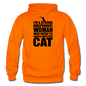 Strong Woman And Her Cat - Black - Gildan Heavy Blend Adult Hoodie - orange