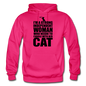 Strong Woman And Her Cat - Black - Gildan Heavy Blend Adult Hoodie - fuchsia