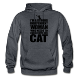 Strong Woman And Her Cat - Black - Gildan Heavy Blend Adult Hoodie - charcoal gray