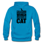 Strong Woman And Her Cat - Black - Gildan Heavy Blend Adult Hoodie - turquoise